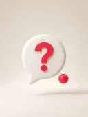 3D white speech bubble with a bold red question mark and a red sphere beside it.