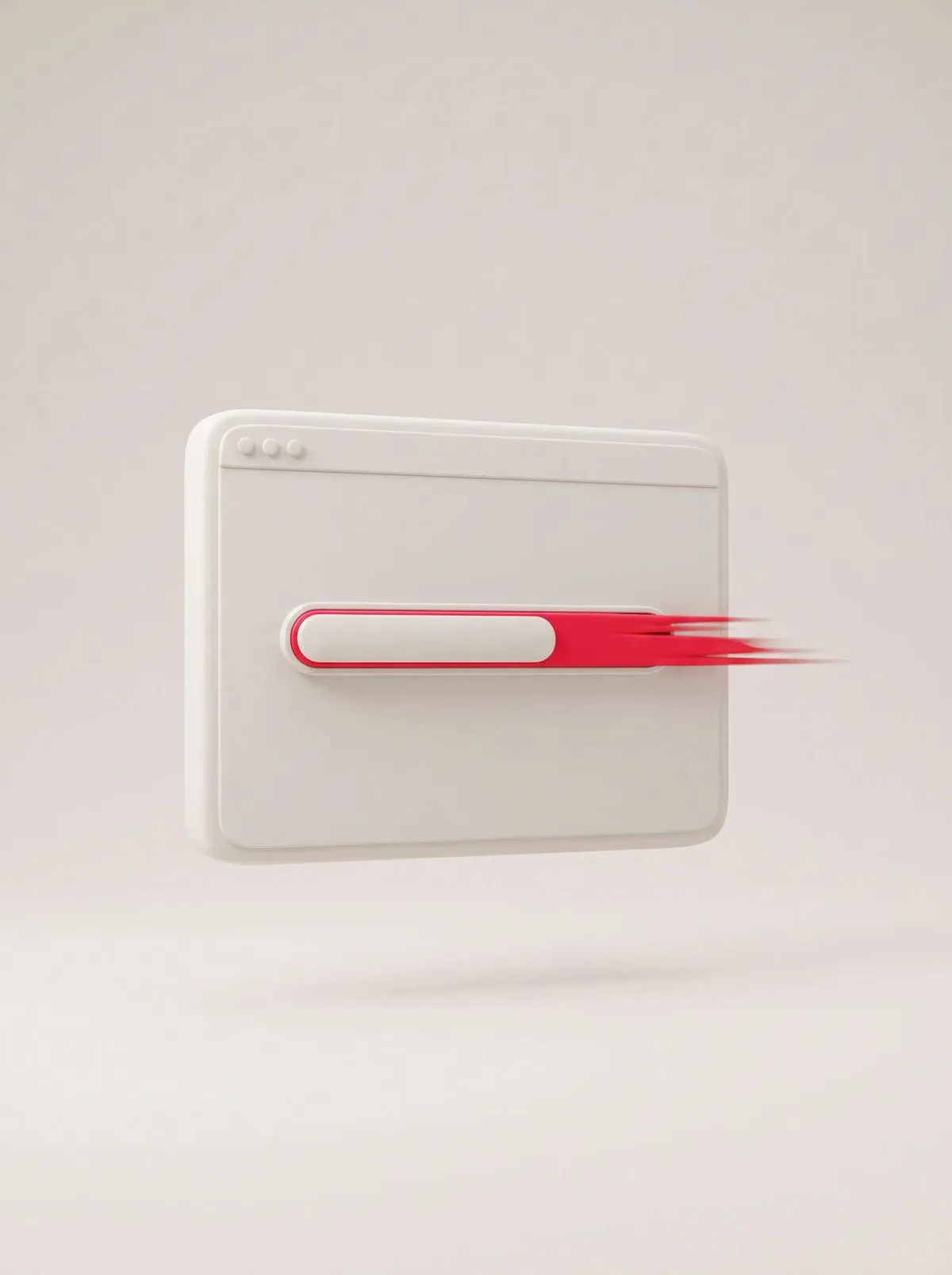 3D white browser window with a red progress bar streaking with speed lines.